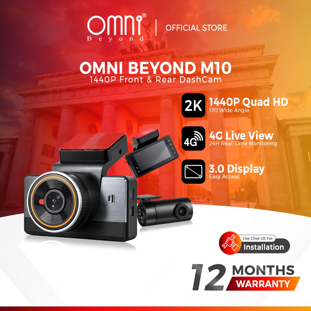 [ฟรี SD CARD] OMNI BEYOND M10 Dashcam Wifi 2K/1K 24H 4G GPS Tracking W/Screen Perakam เครื่องบันทึกก