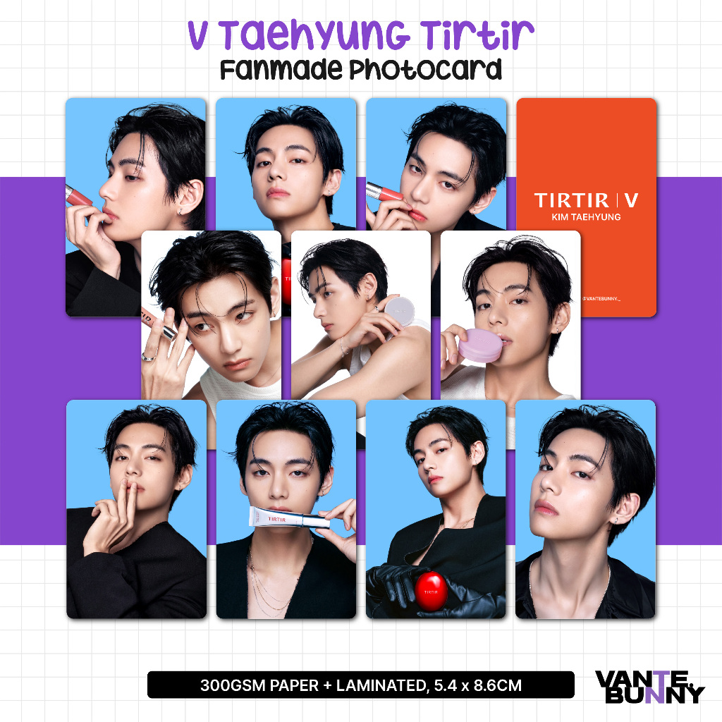 V Taehyung Tirtir Photocards Fanmade Photo Card PC Vantebunny