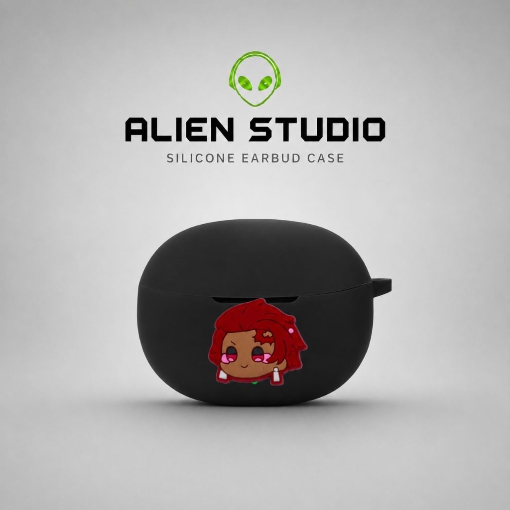 ALIEN STUDIO 3D สไตล์ซิลิโคนฝาครอบป้องกันสําหรับ iQOO TWS 1e กรณี + ปากกาทําความสะอาด + เชือกเส้นเล็