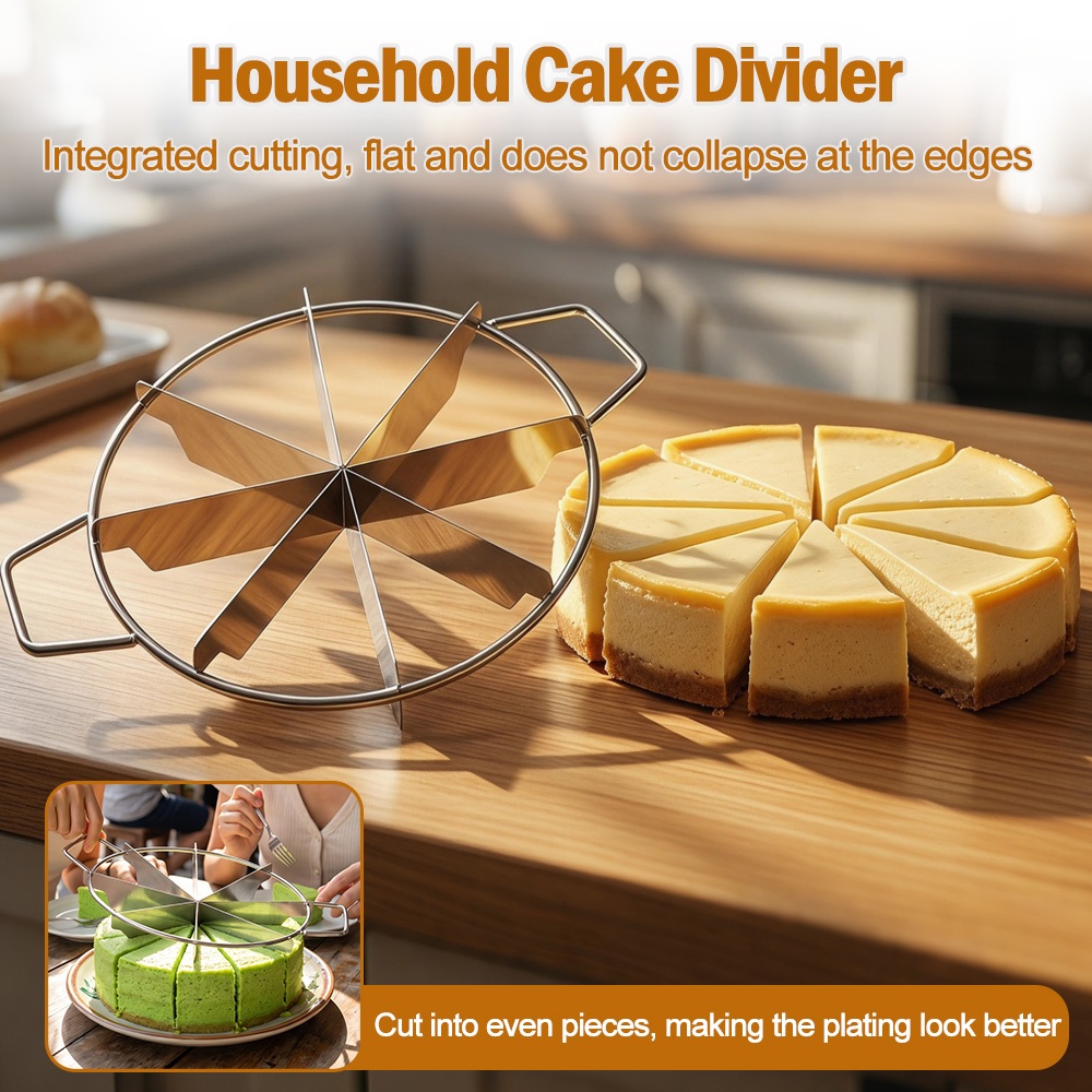Pastry Chees Equal Portion Marker Slicer สแตนเลสรอบ Equal Portion Marker Pastry
