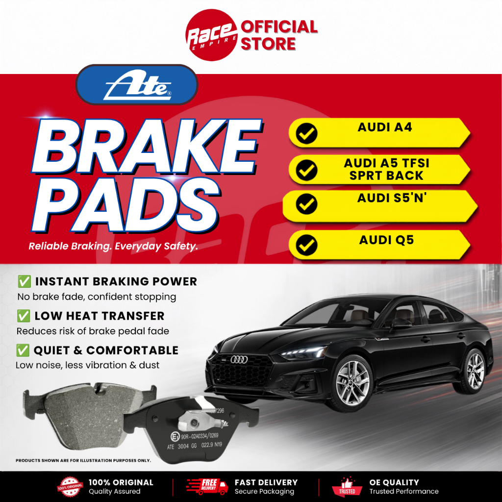 ผ้าเบรคด้านหลัง ATE -AUDI A4 1.8T,2.0 TFSI08 B8,AUDI A5 TFSI SPRT BACK,AUDI S5N,AUDI Q513 BPAD 117*5