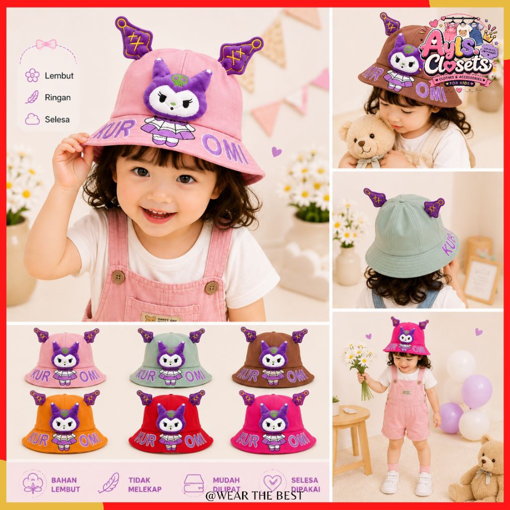 {3-5y} Kuromi Bucket Hat หมวกเด็กผู้หญิง