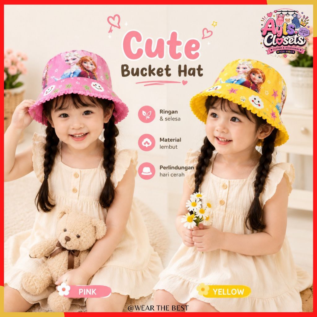 {3-5y}Elsa Bucket Hat Kids Girls Raya