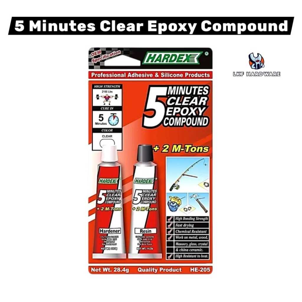Hardex 5 นาที Clear Epoxy Compound (10g/28.4g/25ml) HE-205 Gum Besi