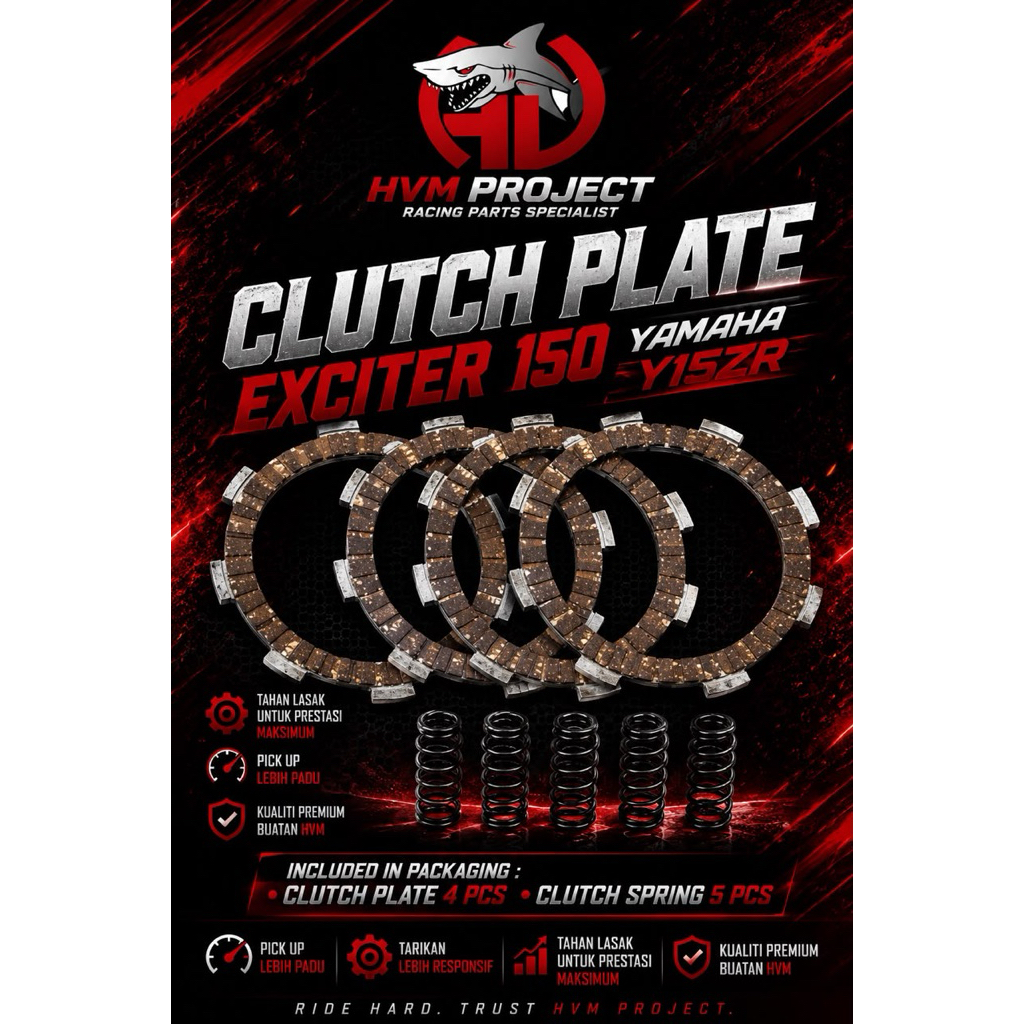 HVM PROJECT CLUTCH PLATE RACING WITH SPRING CLUTCH Y15ZR ( 4 ชิ้น )