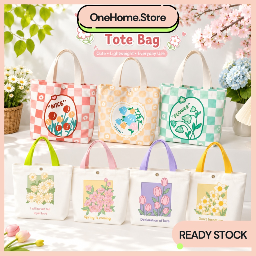 ️Flower Tote Bag Teacher Day Door Floral Canvas Bag MothersDay 宠物师 母亲节