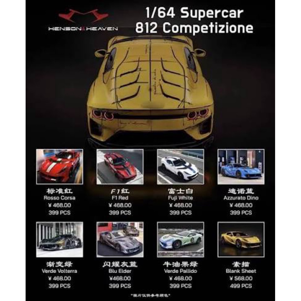 RESIN MODEL 1/64 Henson & Heaven Ferrari 812 Competizione แผ่นเปล่า