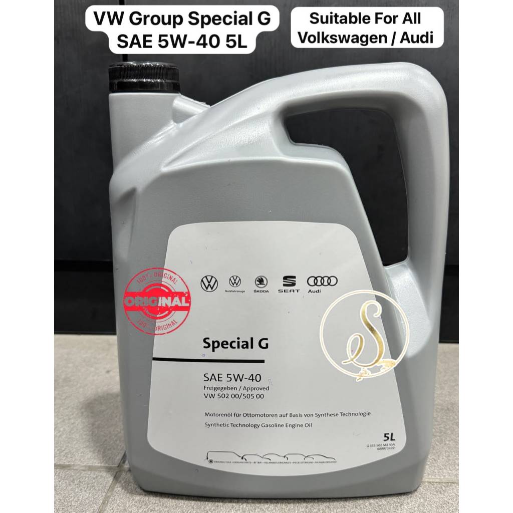 AUDI VOLKSWAGEN พิเศษ G SAE 5W40 5W-40 5L FULLY SYNTHETIC ENGINE OIL G S55 502 M4 ASA GS55502M4