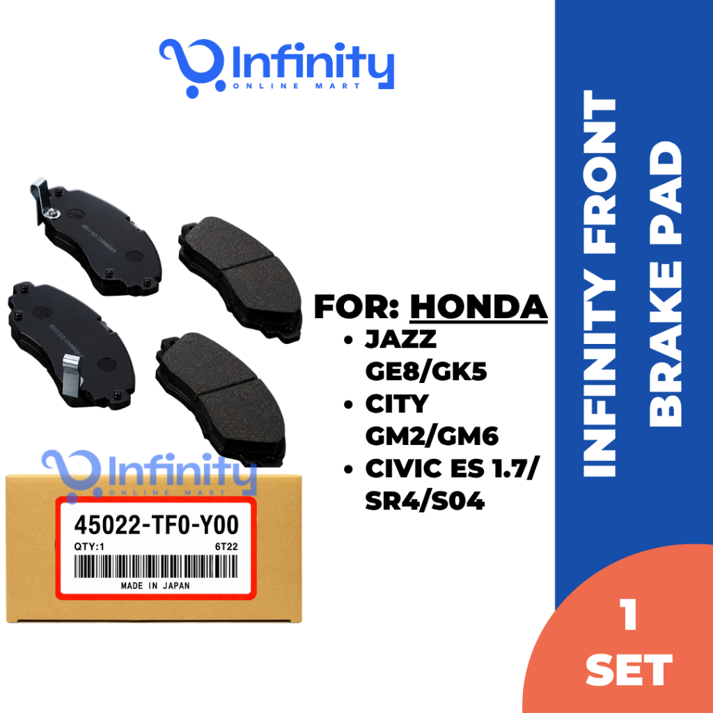 INFINITY ผ้าดิสเบรคหน้า & หลัง สําหรับ Honda City/ Jazz/ Civic