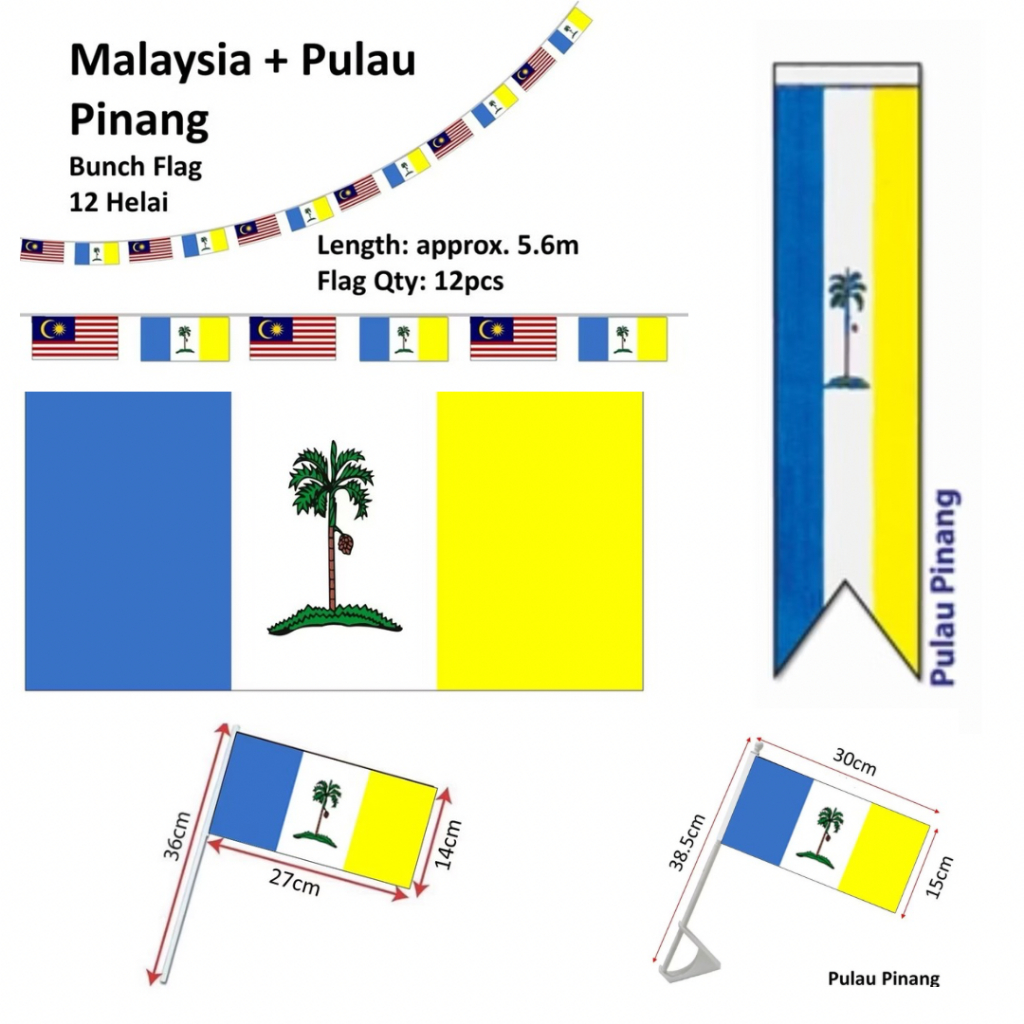 Bendera Penang Hand Flag/ Spring Flag / Car Flag / Bunch Flag Penang