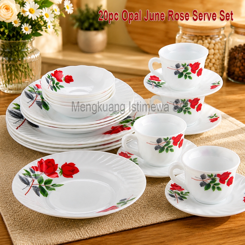 20 ชิ้น VINTAGE FLORA JUNE ROSE ROUND WAVEN SERVE SET SE20168