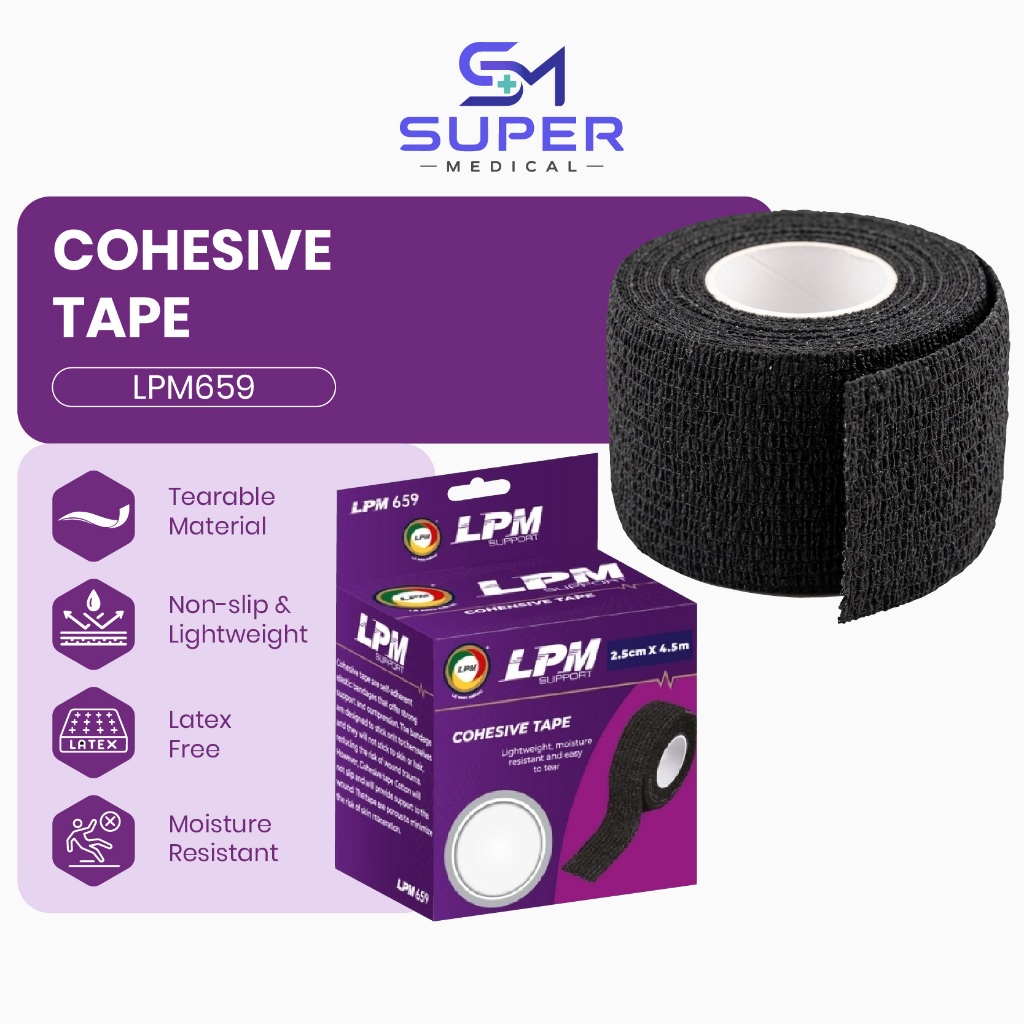 LPM Cohesive Bandage 659 Cotton Cohesive Tape 4.5m Elastic Coban Self กาวผ้าพันแผล