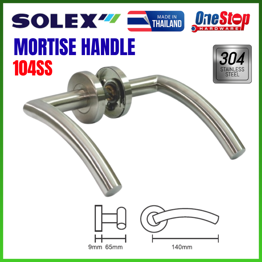 SOLEX NO.104SS มือจับก้านโยกสแตนเลส / ล็อคประตู / มือจับก้านโยก / ล็อคร่องลึก / Kunci Pintu