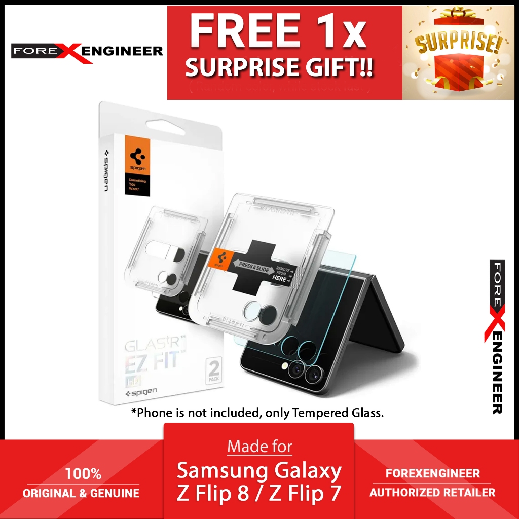 [2 แพ็ค][ Samsung Galaxy Z Flip 8 / Z Flip 7 ] Spigen Glas.tR EZ Fit HD Tempered Glass