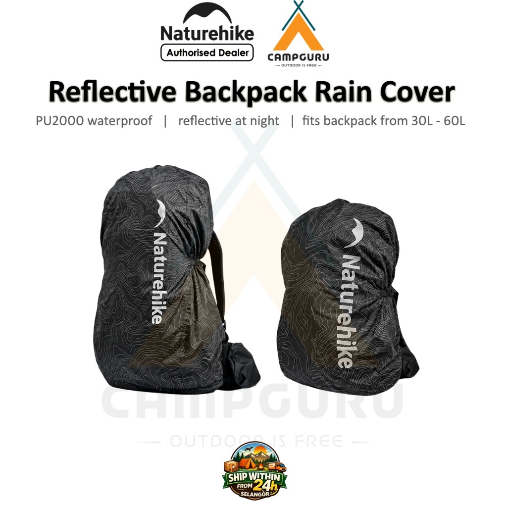 Naturehike กระเป๋าเป้สะพายหลังสะท้อนแสง Rain Cover Stealth 2.0 PU2000 กระเป๋าผ้ากันน้ําขนาดป้องกันเด