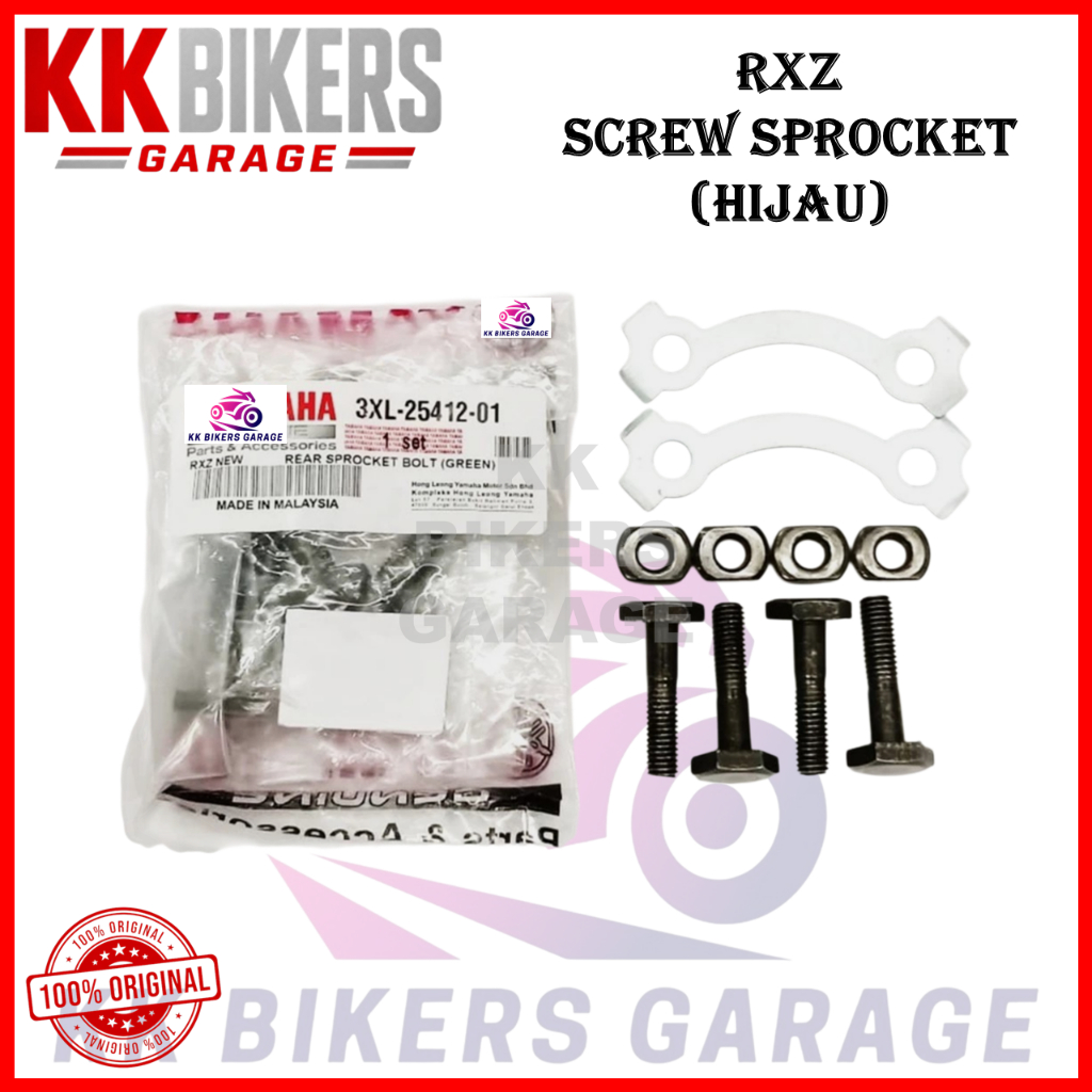 YAMAHA RXZ SCREWS SpROCKET BELAKANG HIJAU / ความเสี่ยงสายฟ้า สีเขียว / ชุดตะแกรงหู RXZ