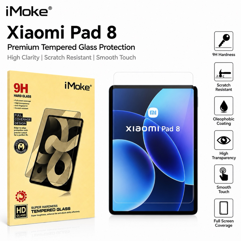 IMoke กระจกนิรภัยสําหรับ Mi Pad 8/8 Pro/Mi Pad 7/7 Pro/6s Pro 12.4/6/6 Pro/5/5 Pro