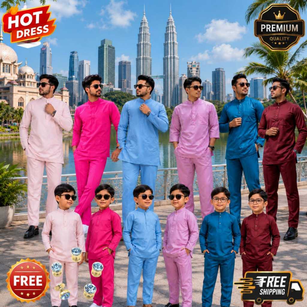 BAJU MELAYU (WO) DEWASA & BUDAK SOFT KAIN & QUALITY BEST MATERIAL PEARL SKIN SIZE(2Y-12Y)(XS-XXL)