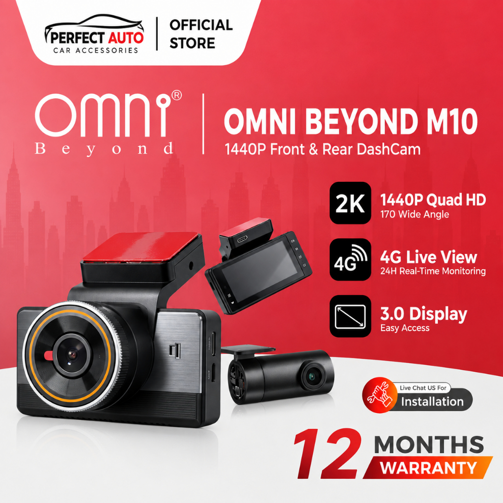 [ฟรี SD CARD] OMNI BEYOND M10 Dashcam Wifi 2K/1K 24H 4G GPS Tracking W/Screen Perakam เครื่องบันทึกก
