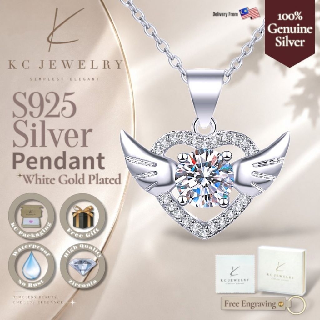 KC Jewelry S925 - จี้ปีกรักชุบทองคําขาว