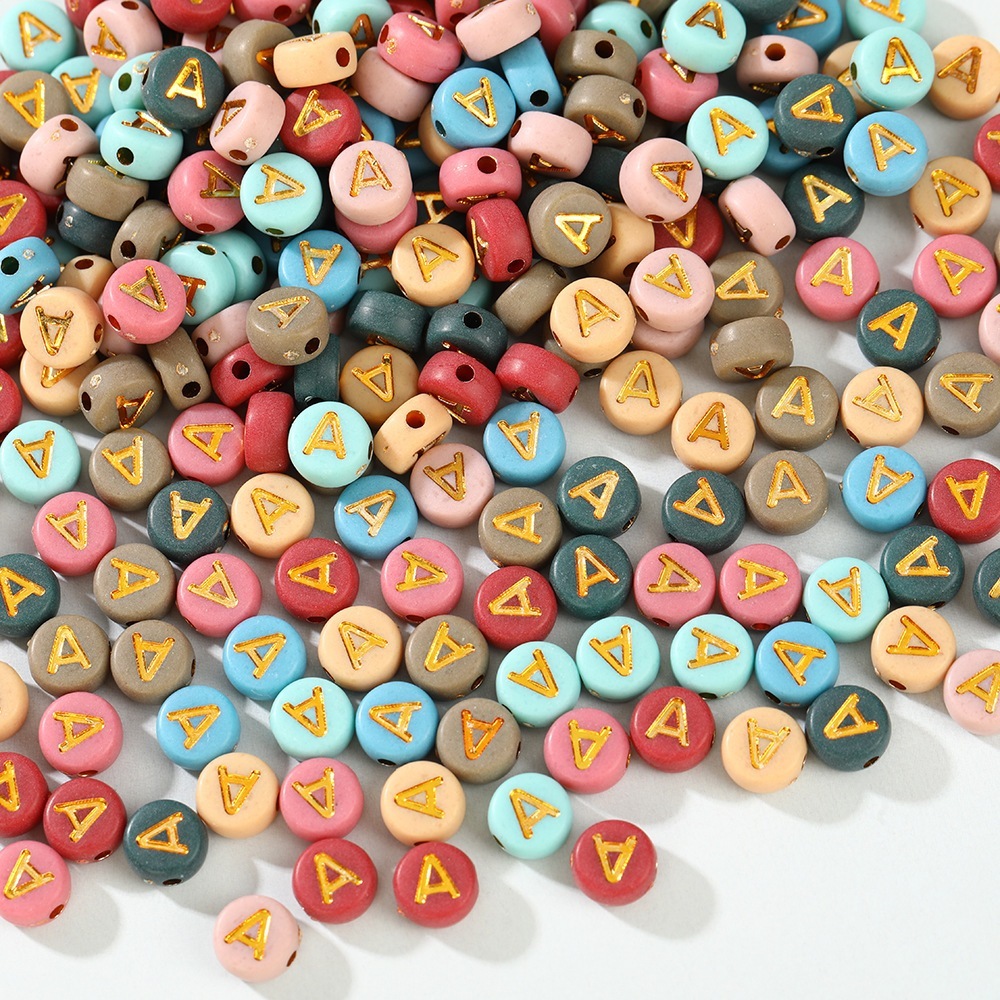 10 GRAM MANIK ABJAD / ALPHABET BEAD KHUSUS COLOUR TULISAN GOLD A - Z (BOLEH PILIH)