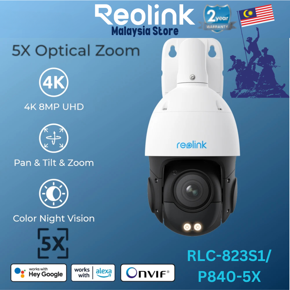 Reolink RLC-823S1/P840-5X 4K PTZ กล้องกลางแจ้ง PoE IP Home Security การเฝ้าระวัง 5x ซูมแสงสปอตไลท์