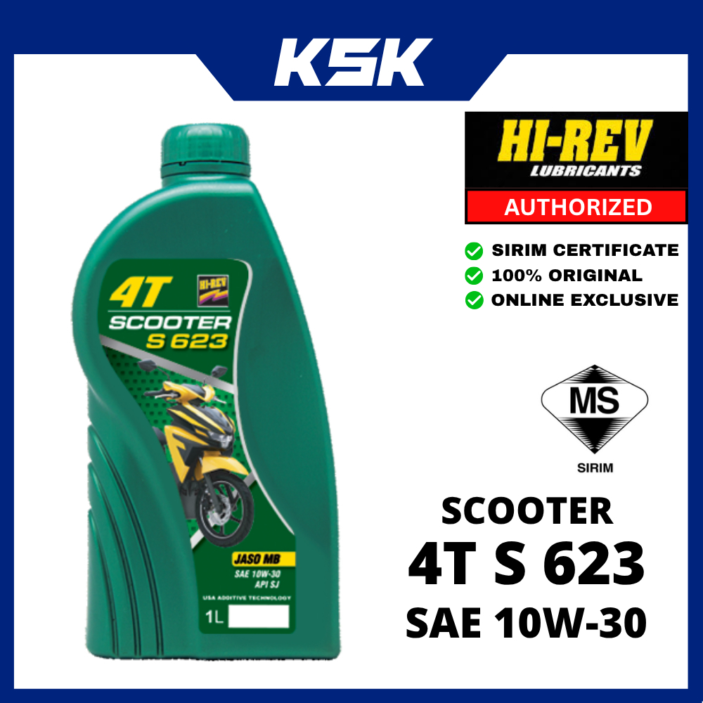 HI-REV น้ํามันเครื่อง 4T สกู๊ตเตอร์ S 623 SAE 10W-30 1L Sirim Certified Miyak Enjin สกู๊ตเตอร์ Hirev