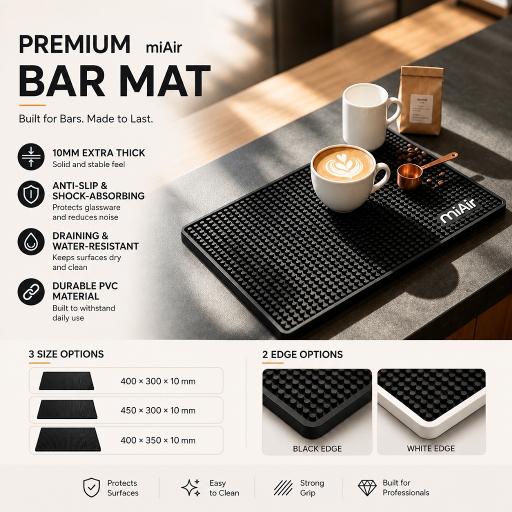 MiAir Coffee Bar Mat PVC Anti Slip Drip Mat Waterproof Bar Counter Mat 10mm หนา Barista