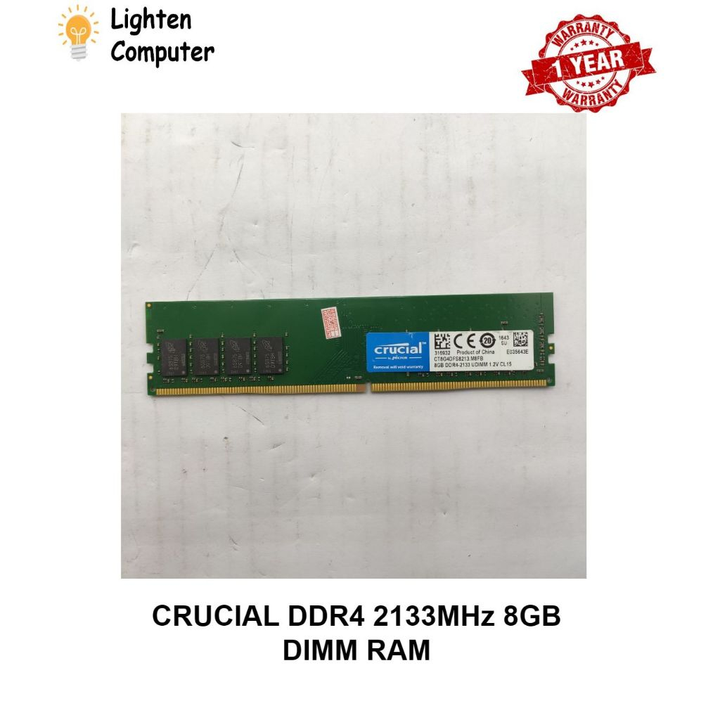 USED CRUCIAL DDR4 2133MHz 8GB PC4 2133 DESKTOP RAM DIMM RAM