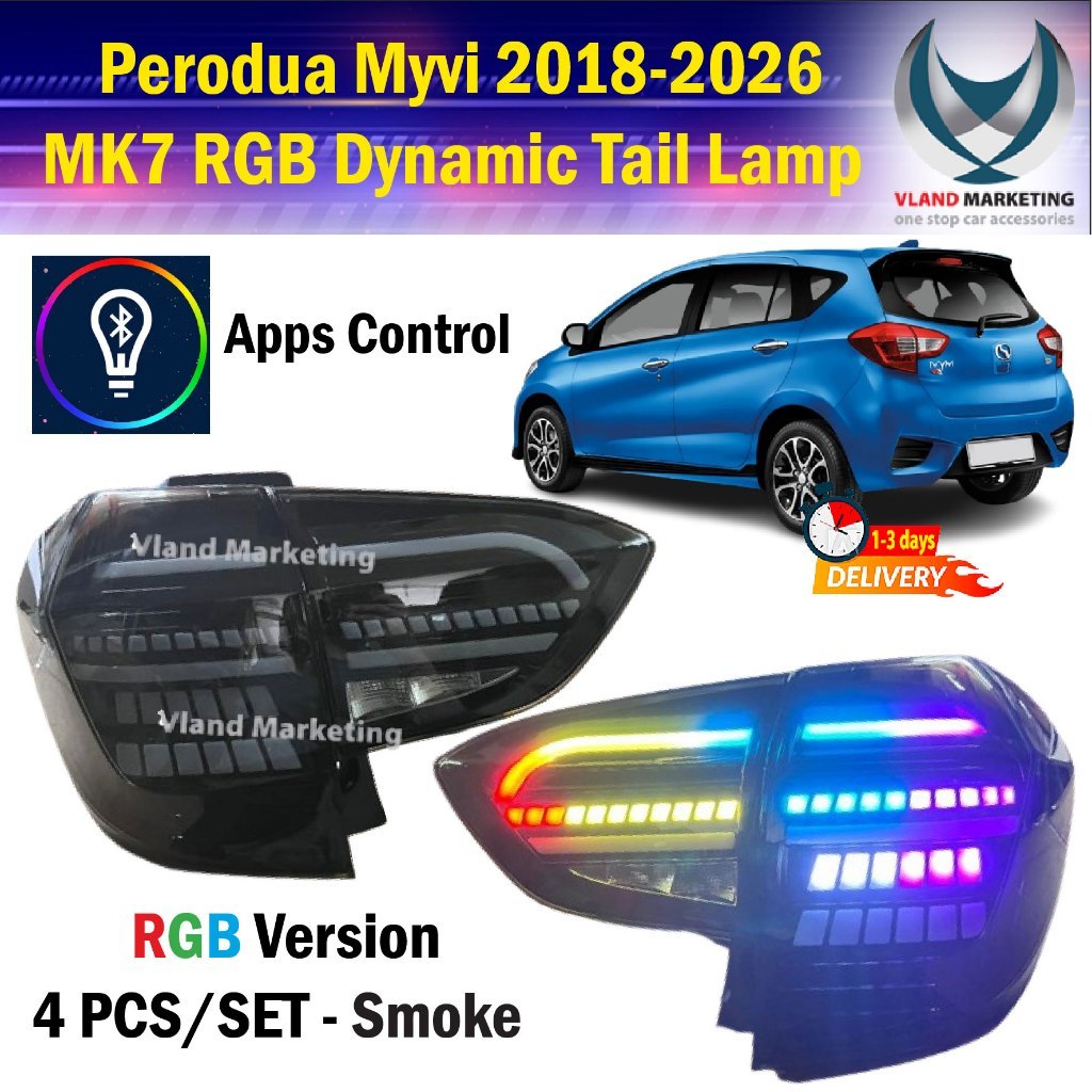 Perodua Myvi G3 Facelift 2018 - 2026 MK7 App Control RGB ไฟท้ายสัญญาณวิ่ง