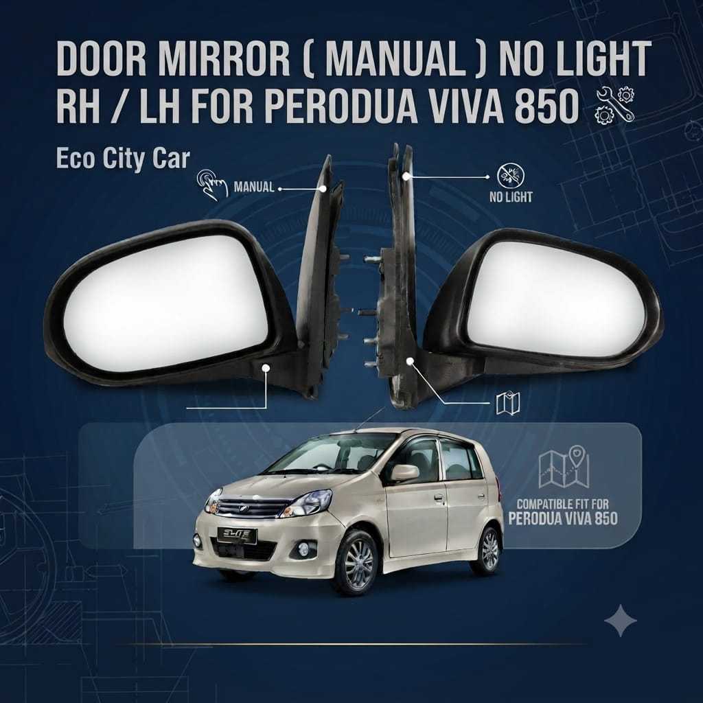 กระจกมองข้าง ( MANUAL ) NO LIGHT RH / LH FOR PERODUA VIVA 2007 850 [ VIVA 850 MANUAL RH / LH ]