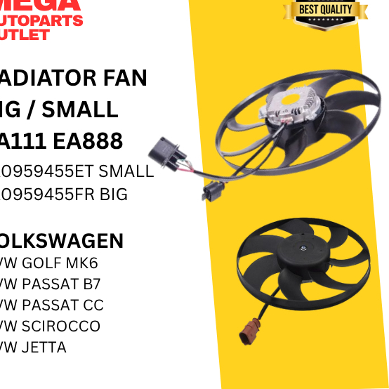 RADIATOR FAN BIG SMALL EA111 EA888 - VOLKSWAGEN GOLF MK6 / SCIROCCO / JETTA / PASSAT B7 CC 1K0959455