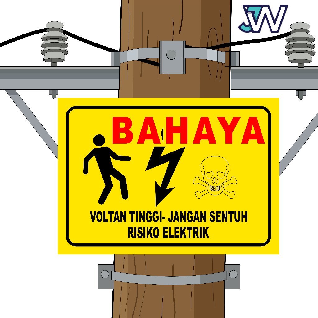 Danger , Baya โช๊คไฟฟ้าแรงสูง Kejutan Electrik Sign A4