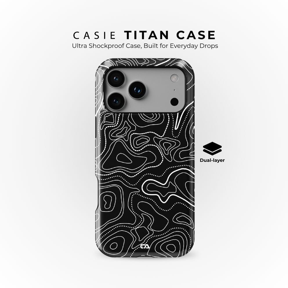CASIE Titan Earth Map Black เคส iPhone แม่เหล็กกันกระแทกเป็นพิเศษ Dual-Layer 360 Protection