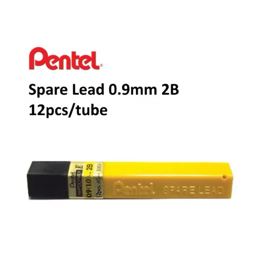 Pentel Hi-Polymer Lead 0.9mm (12tube)/ Pentel 0.9 Lead Refill / Pencil Lead 0.9mm 2B~12 หลอด