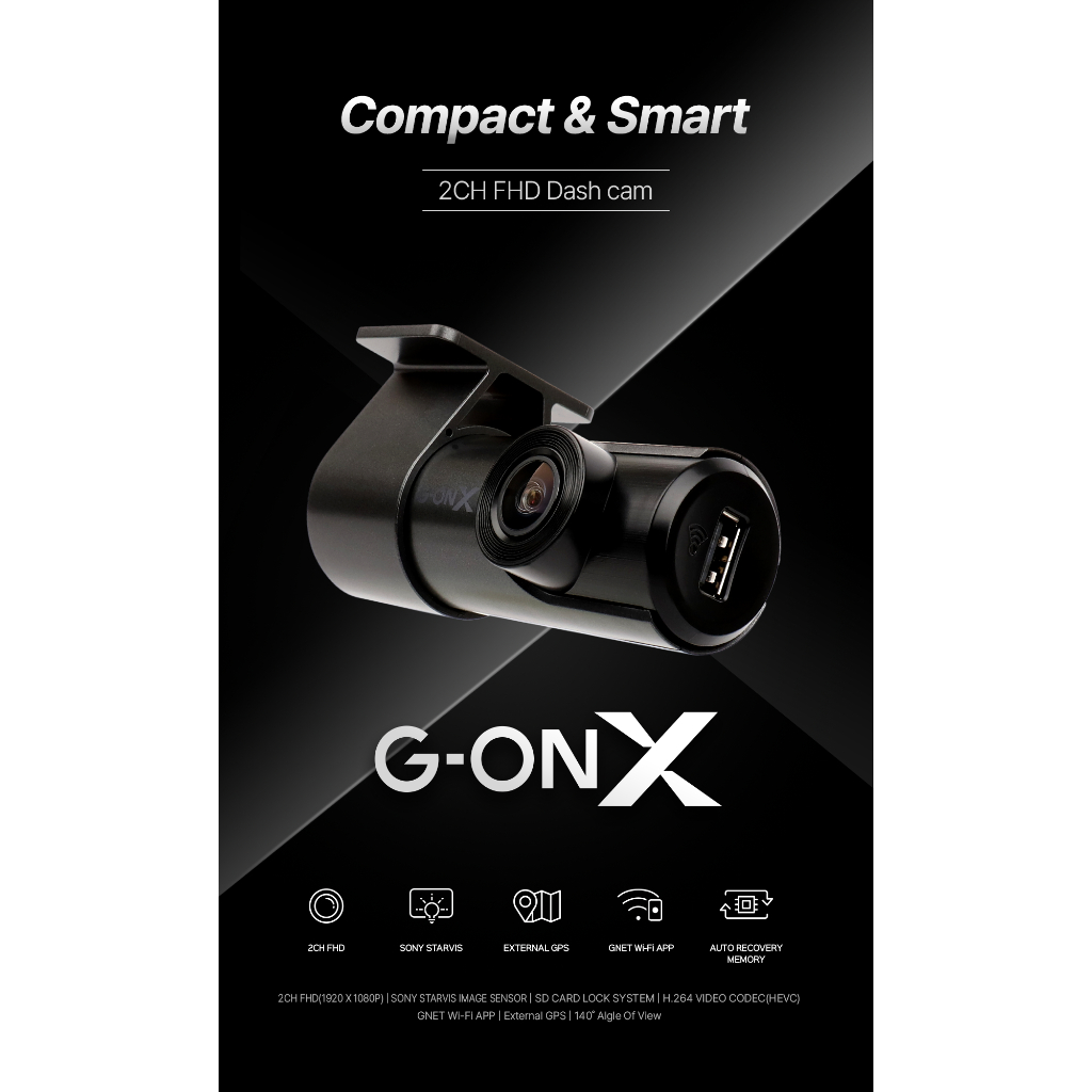 GNET G-ONX 1080P FHD 2CH รถ DASHCAM FRONT & REAR + CABLE + SD CARD (32GB)
