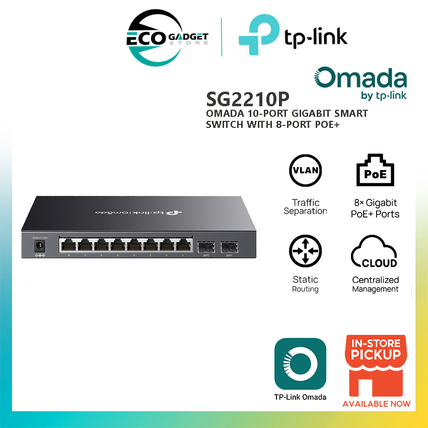TP-Link Omada SG2210P 10-Port Gigabit Smart Switch พร้อม PoE 8-Port+