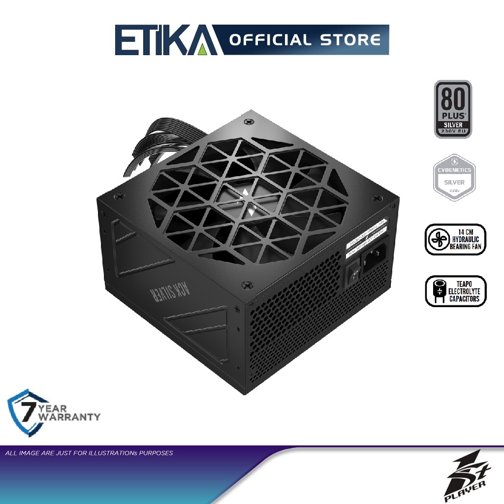 1st Player ACK850 Silver 850W PSU ATX3.1 & PCIE 5.1, 850W, 80 Plus Silver, Non Modular Power Supply