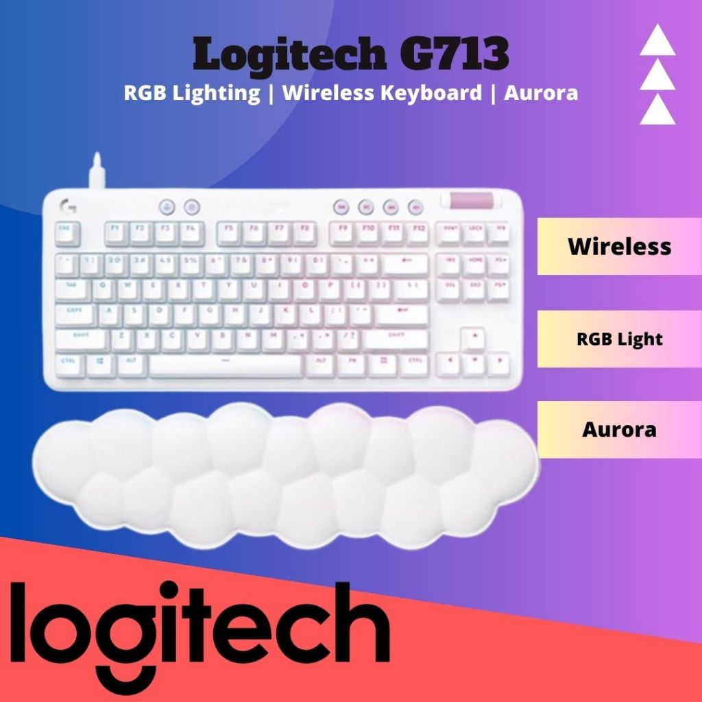 คีย์บอร์ดเกมกล Logitech G713 พร้อมไฟ LIGHTSYNC RGB, คีย์บอร์ดเกมไร้สาย G613 Aurora Coll