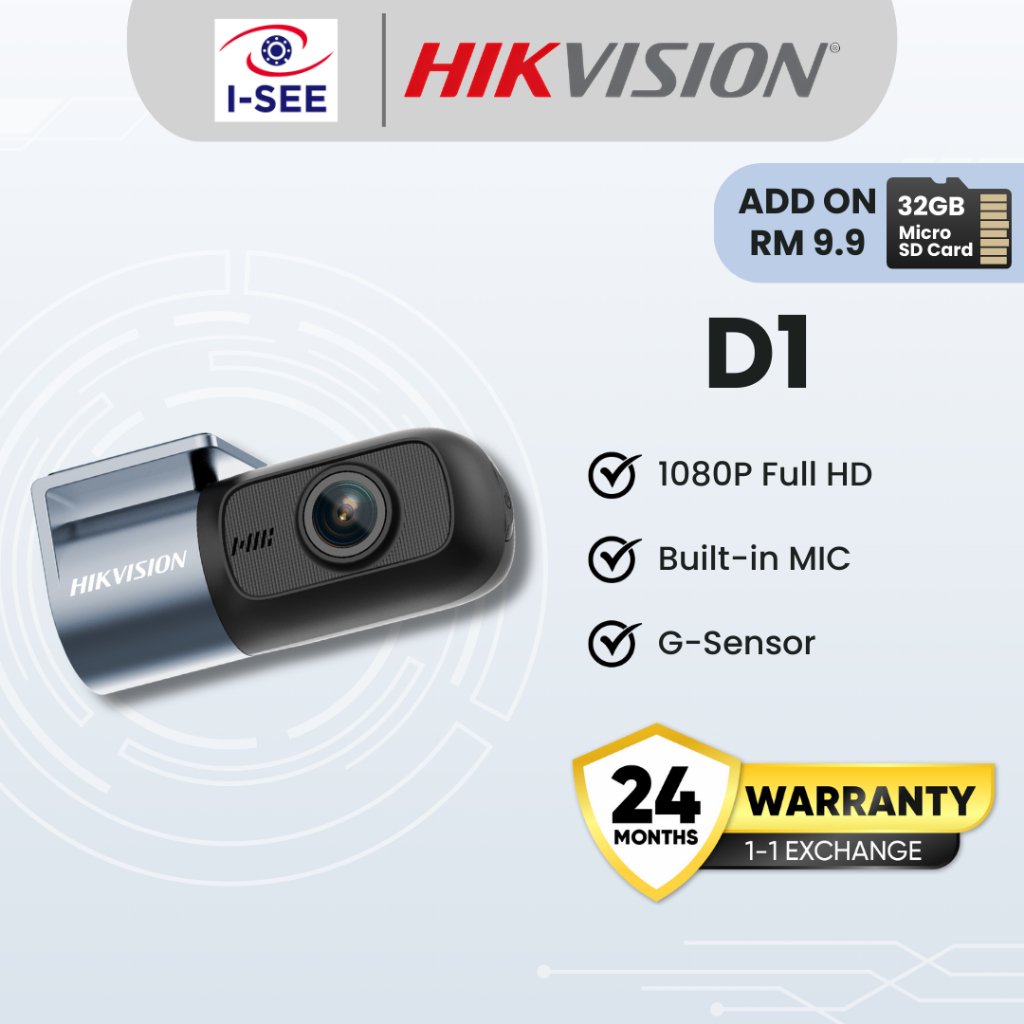 [Add-on RM9.9 รับ 32GB] Hikvision D1 Dashcam & Car Camera 1080P FHD HDR Night Vision Wi-Fi App Contr