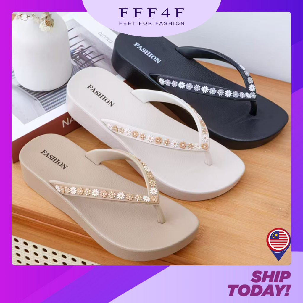 FF 36-41 ผู้หญิงทนทาน Flip Flop ฤดูร้อนแบนบนรองเท้าแตะ