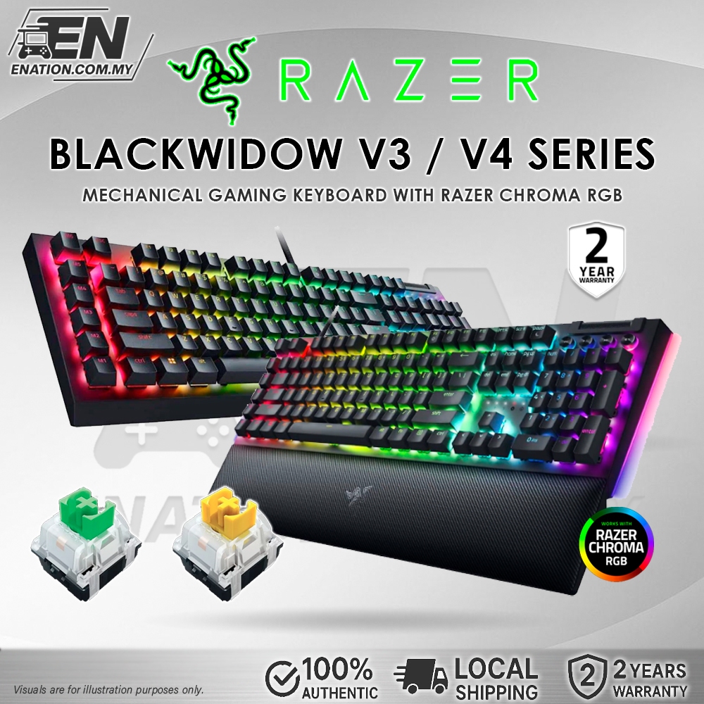 Razer BlackWidow V4 X / V4 / V4 PRO คีย์บอร์ดเกมมิ่งแบบกลไกพร้อม Razer Chroma RGB | BlackWidow V3