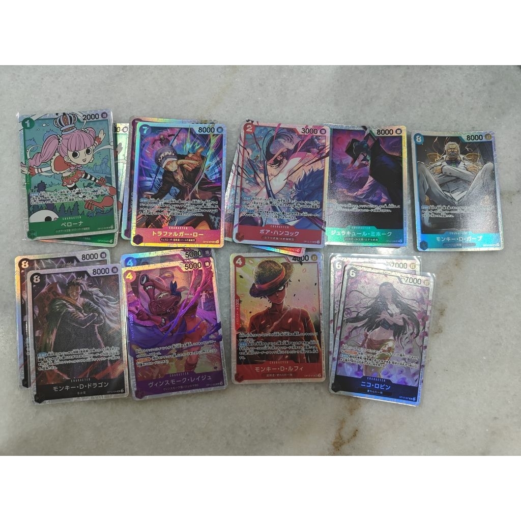 Bandai One Piece OPTCG OP12 SR ฟอยล์ Perona กฎหมาย Boa Mohawks Garp Dragon Reiju Luffy Robin Shirahoshi
