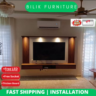 Free Installation TV Cabinet |Hanging Cabinet |Brown | 6" FT 8"FT  |Led Light With Plug B150-18