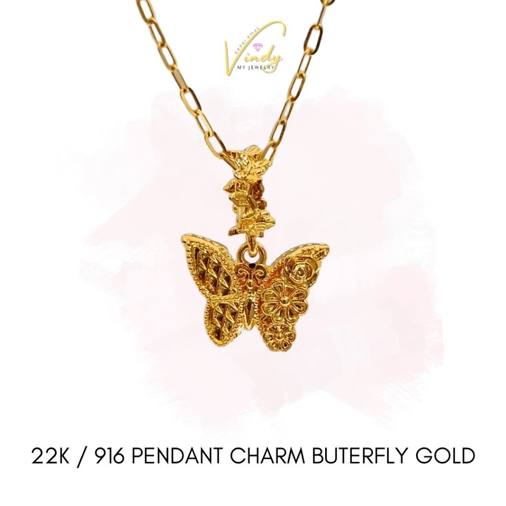 VINDYMY 916/22K PENDANT CHARM BUTTERFLY GOLD