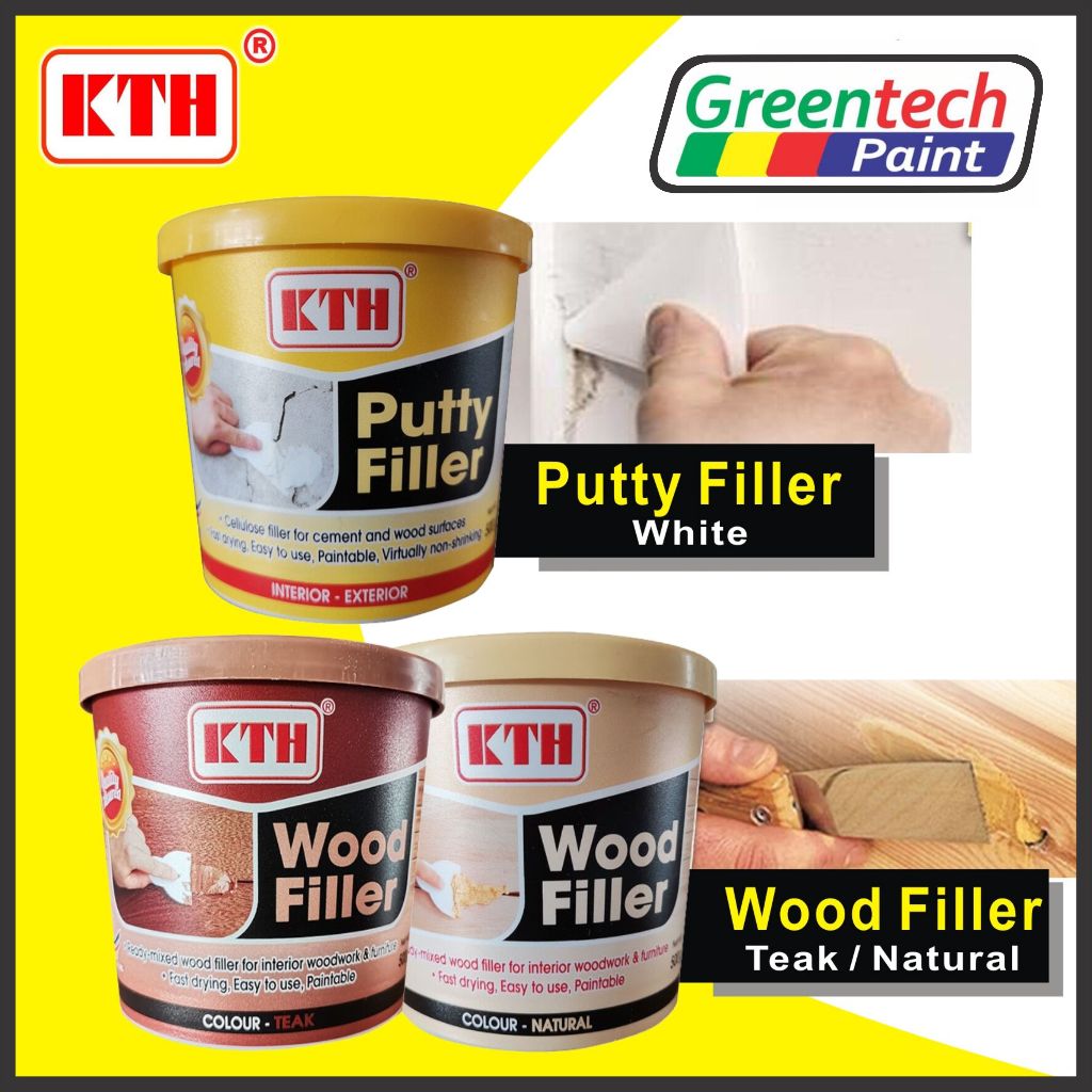 สําหรับ 500g KTH PUTTY WOOD FILLER FILING CRCKS และ HOLES-WHITE/TEAK/NATURAL/PENGISIAN LUBANG DINDIN