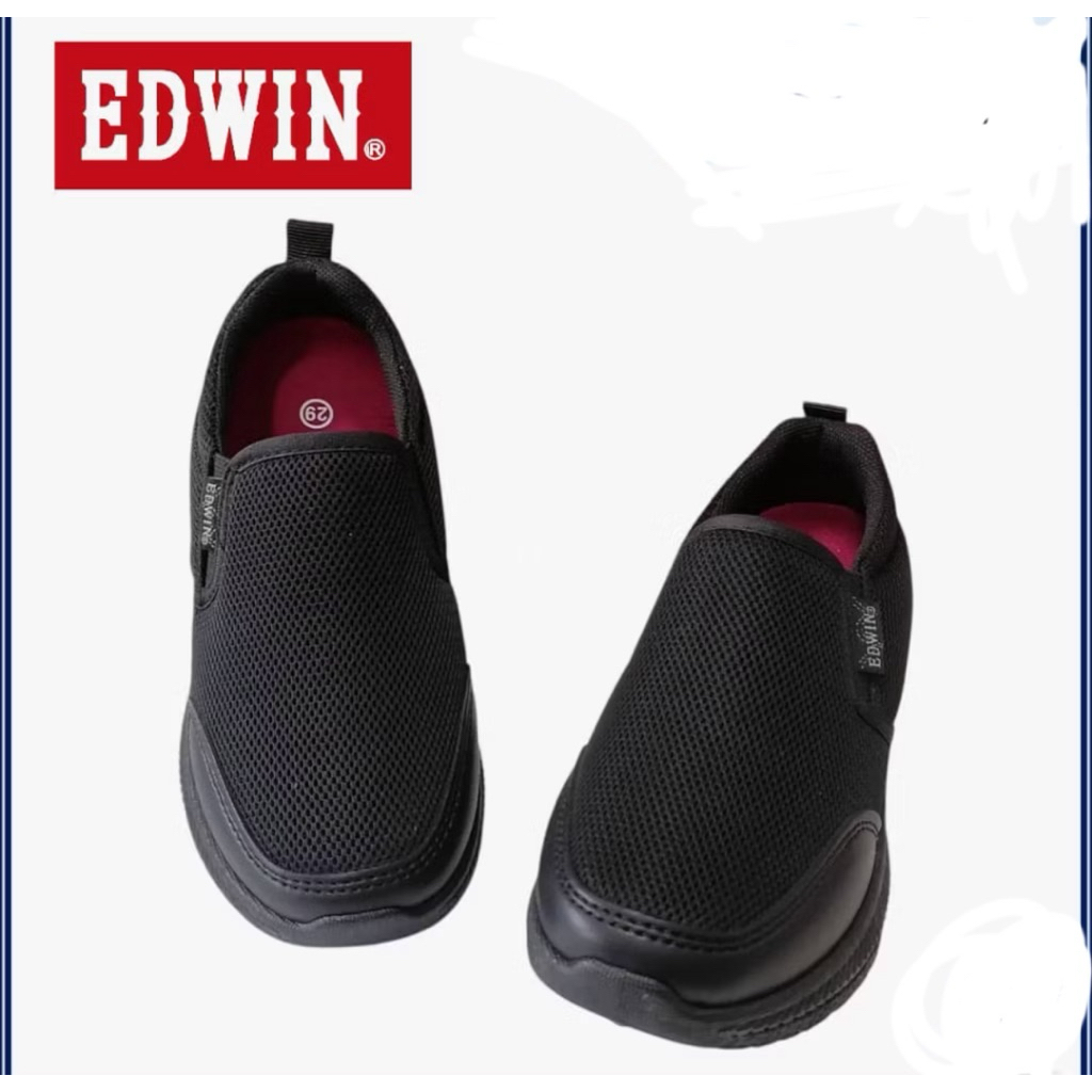 Edwin รองเท้าโรงเรียนประถมศึกษาสีดํารองเท้าโรงเรียนโรงเรียน edwin 3012,28/38,ฟรี stokin