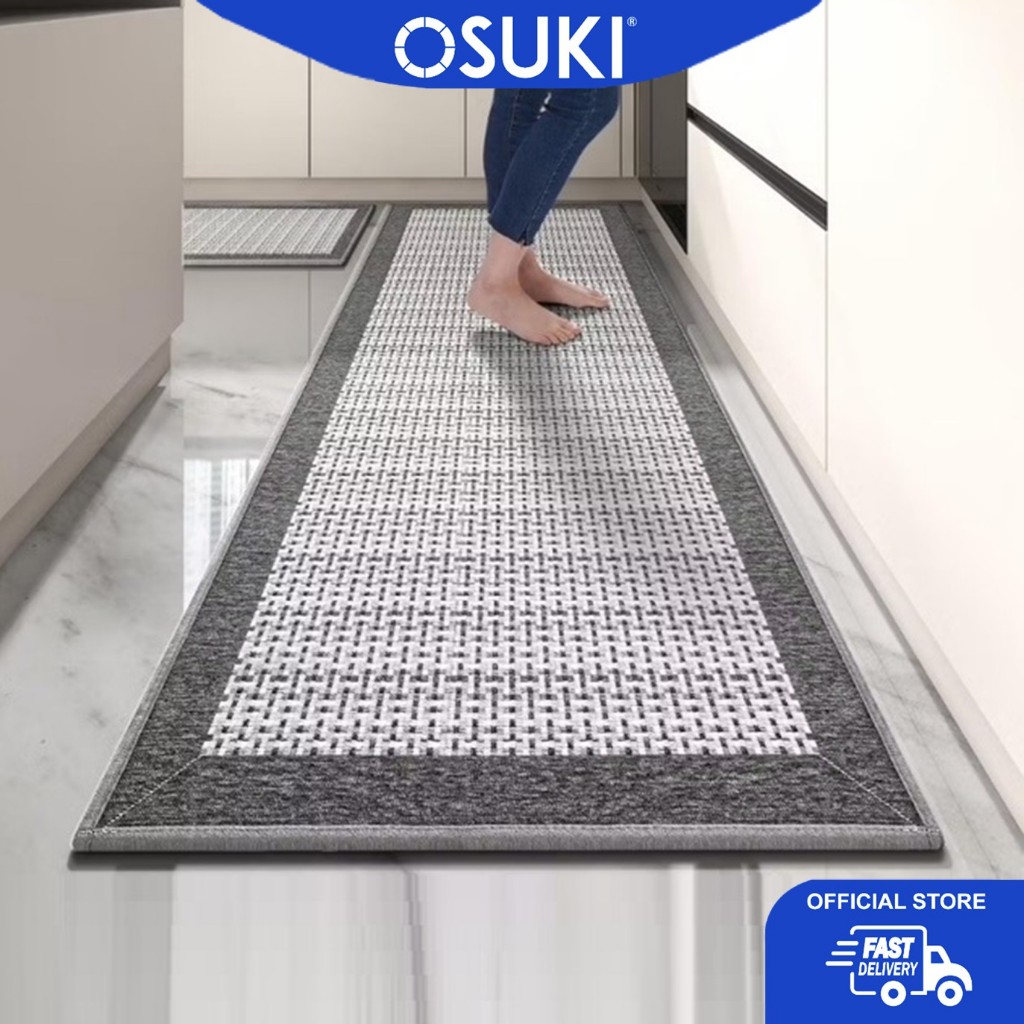 OSUKI พรมพรมผ้าลินินพรมปูพื้นกันลื่นห้องครัว | Karpet Anyaman ผ้าลินิน
