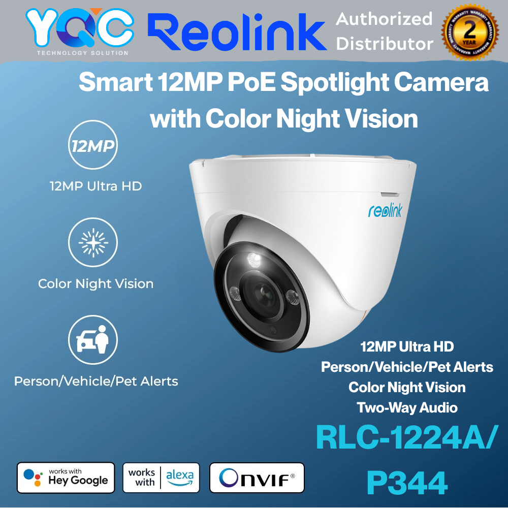 Reolink PoE กล้อง RLC-1224A 12MP Ultra HD IP การเฝ้าระวังมนุษย์/รถการตรวจจับเสียงสองทาง Reolink PoE