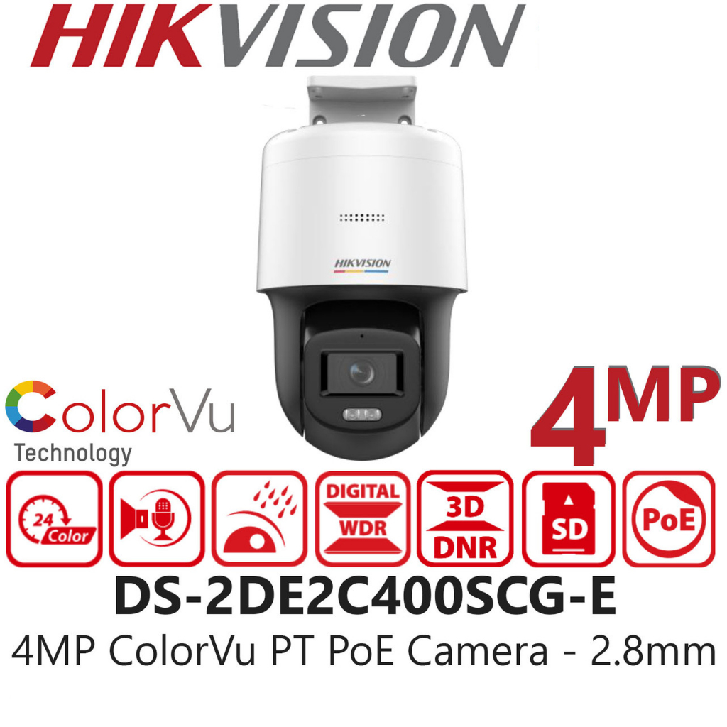 ( Hot-Deal ) Hikvision DS-2DE2C400SCG-E(F0) Hikvision 4MP ColorVu Mini PT Camera - Hikvision Colorvu